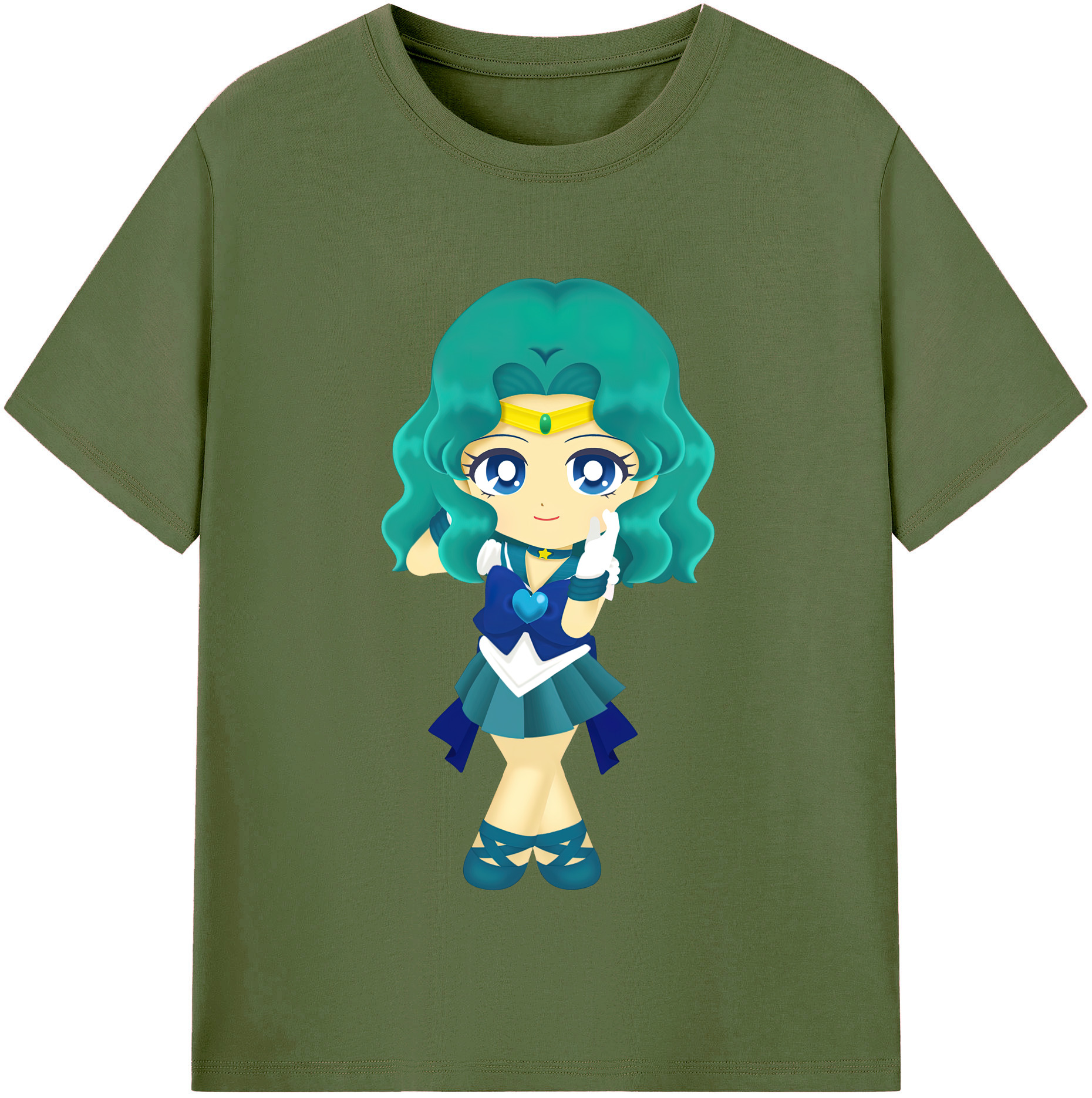 （画像用） 美少女戦士セーラームーン 海王 みちる（かいおう みちる） Sailor Moon Kaiou Michiru 綿100％半袖Tシャツ（フロントプリント）